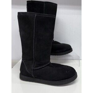 Melrose Ave Tally Black Suede Mid Calf Boots Size 9 Faux Shearling Lined